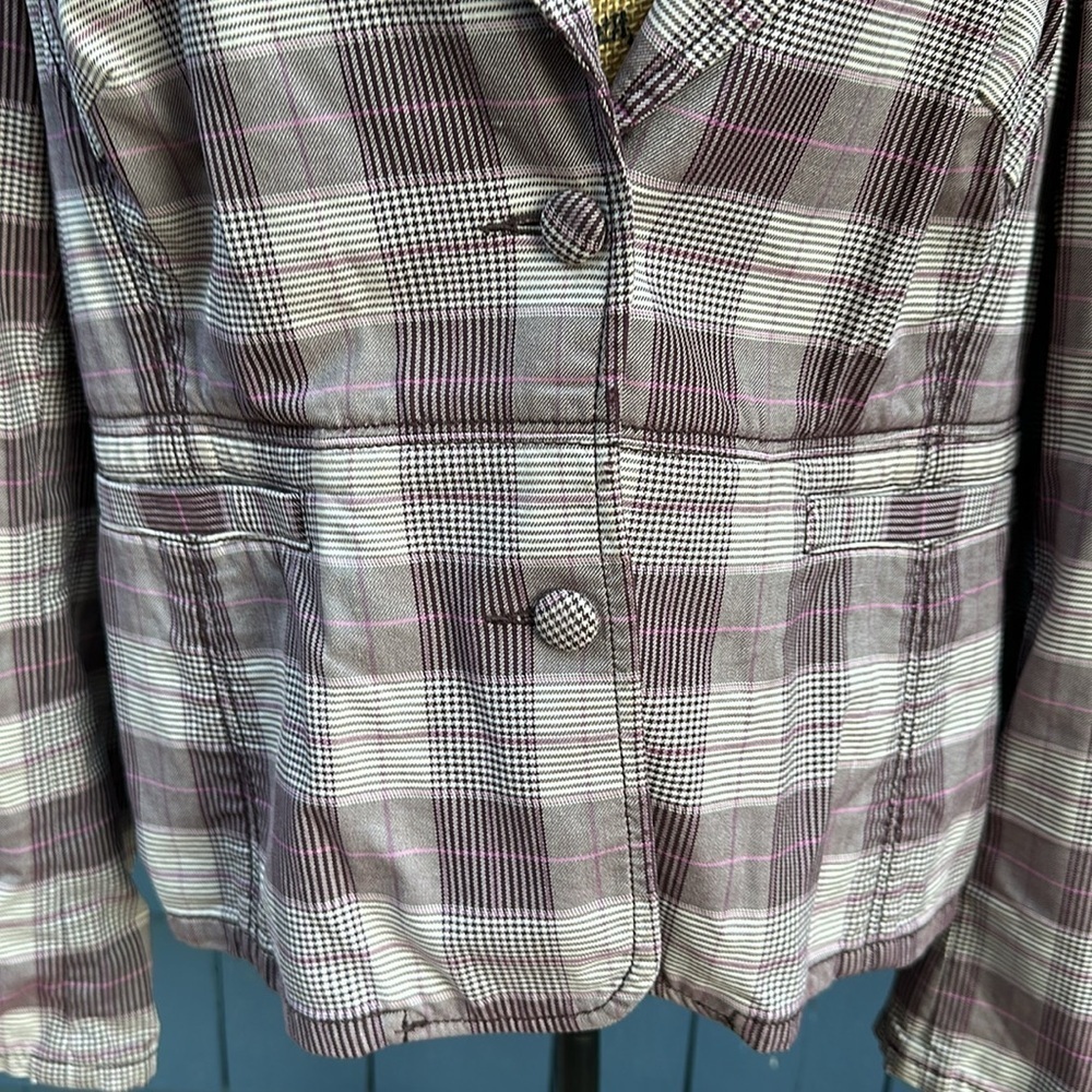 💜💜💜Hillary & Hanson XL purple houndstooth jacket blazer - Picture 3 of 8
